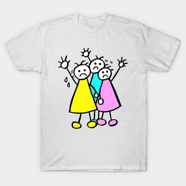 Stick People Wave Goodbye T-Shirt by Michelle Le Grand